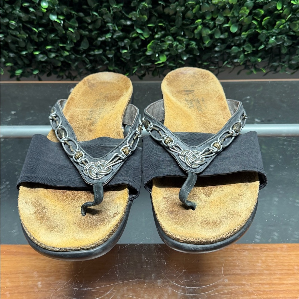Naot Black Embellished Thong Sandals